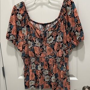 Floral Women's Top - Black and Pink